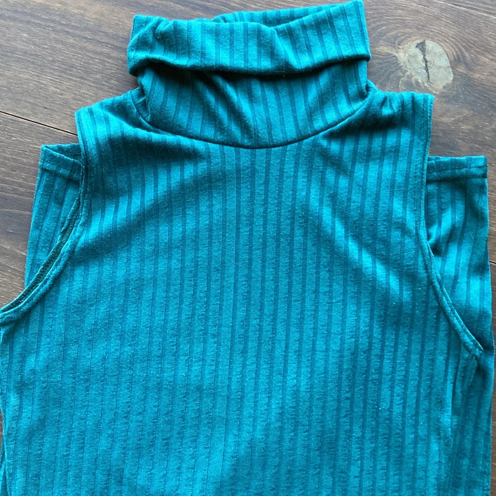 Emerald green mini dress body con with turtleneck